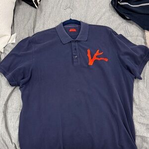 Isaia Dark Blue Polo with Vibrant Red Emblem - 3XL